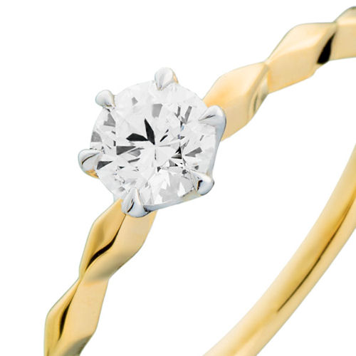 婚約指輪:ダイヤ型のシャープなストレートラインが印象的なゴールドのリング