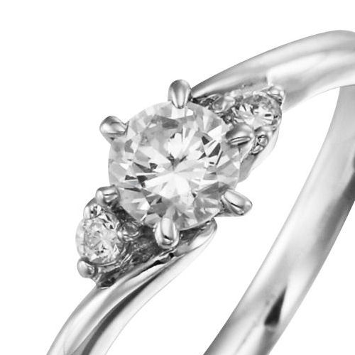 婚約指輪:シンプルなS字ラインにダイヤを添えた定番デザイン