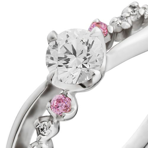 婚約指輪:ピンクサファイアのアクセントが可愛いS字のリング