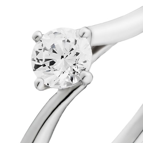 婚約指輪:美しいラインの4本爪がアクセントのS字ソリティアリング