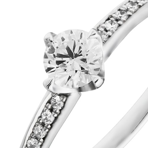 婚約指輪:ダイヤを散りばめた細めのエタニティアームがエレガントなウェーブライン