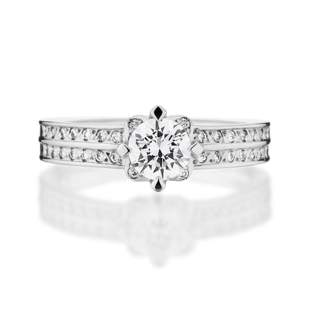 婚約指輪-ダイヤを2列に配した幅のあるストレートラインのエタニティリング|福岡の婚約指輪・結婚指輪│宝石・時計いのうえ