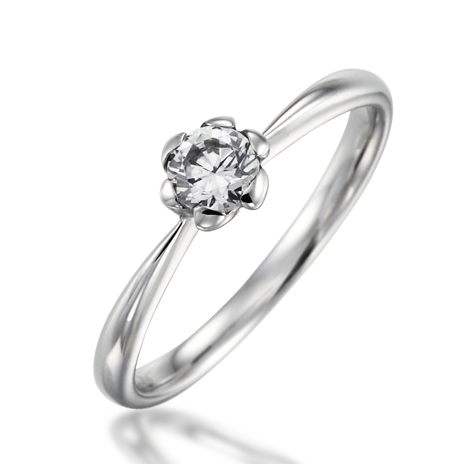 婚約指輪-花咲く1粒ダイヤのシンプルなストレートリング|福岡の婚約指輪・結婚指輪│宝石・時計いのうえ