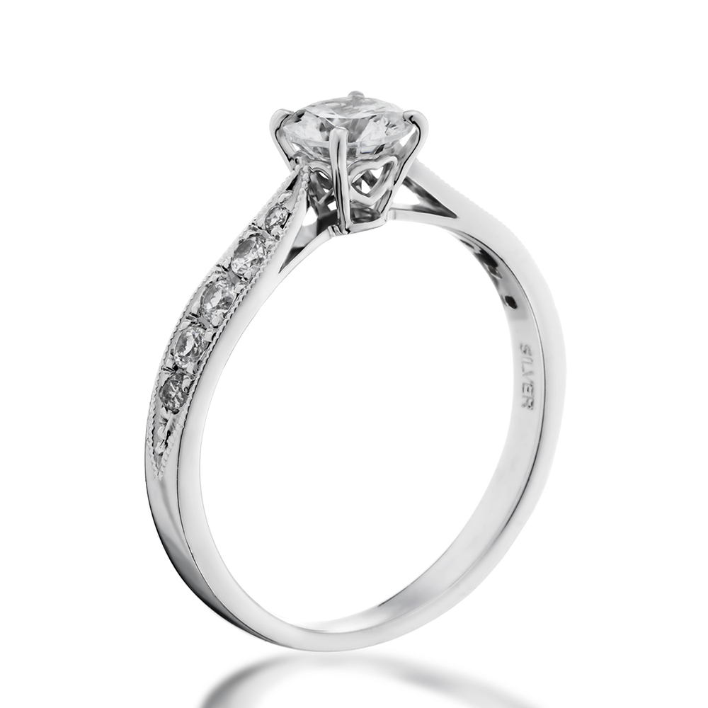 婚約指輪-職人技が光るミル打ちが美しいクラシックなエタニティリング 
