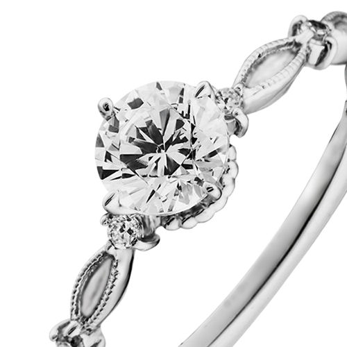 婚約指輪:細身のアームにミル打ちとメレダイヤをアクセントにした繊細で上品なデザイン