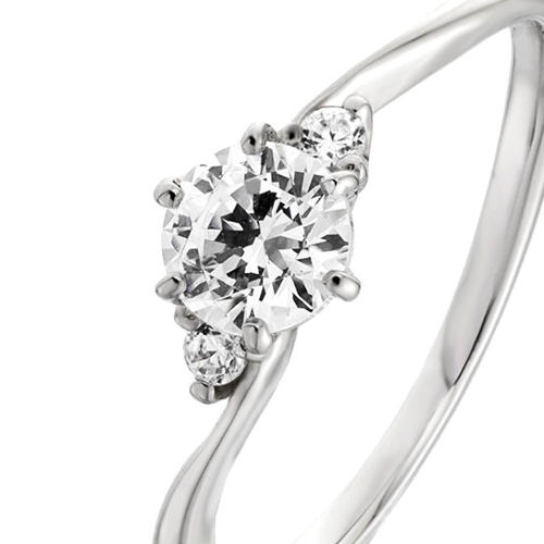 婚約指輪:シンプルでスリムなS字ラインにダイヤを添えた人気デザイン
