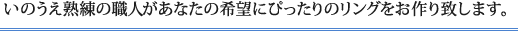 いのうえ熟練の職人があなたの希望にぴったりのリングをお作り致します。